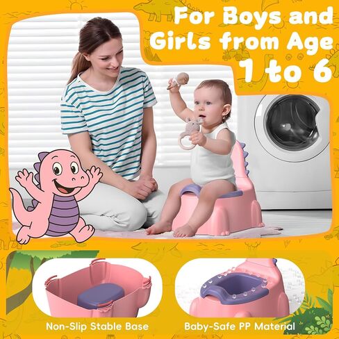 Potty Training Toilet Toddler Potty Chair Kids Boys Girls Dinosaur Animal Comfortable Potties Training Seat for Childrens Ages 1-3 Portable Baby Toilets with Lid Back Easy to Clean Potty Trainer,Blue in Saudi Arabia