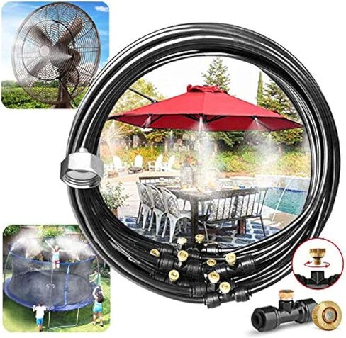 Outdoor Misting Fan Kit for a Cool Patio Breeze,Water Mister Spray for Cooling Outdoor,19.36FT (5.9M) Misting Line + 5 Brass Mist Nozzles + a Brass Adapter(3/4) Fit to Any Outdoor Fan in Saudi Arabia