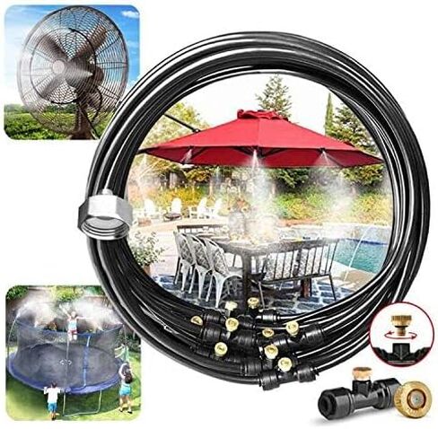 Outdoor Misting Fan Kit for a Cool Patio Breeze,Water Mister Spray for Cooling Outdoor,19.36FT (5.9M) Misting Line + 5 Brass Mist Nozzles + a Brass Adapter(3/4) Fit to Any Outdoor Fan in Saudi Arabia