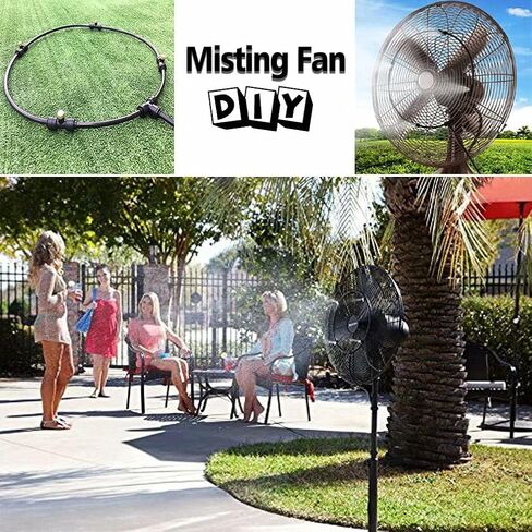 Outdoor Misting Fan Kit for a Cool Patio Breeze,Water Mister Spray for Cooling Outdoor,19.36FT (5.9M) Misting Line + 5 Brass Mist Nozzles + a Brass Adapter(3/4) Fit to Any Outdoor Fan in Saudi Arabia