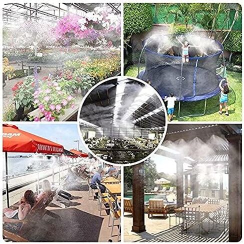 Outdoor Misting Fan Kit for a Cool Patio Breeze,Water Mister Spray for Cooling Outdoor,19.36FT (5.9M) Misting Line + 5 Brass Mist Nozzles + a Brass Adapter(3/4) Fit to Any Outdoor Fan in Saudi Arabia