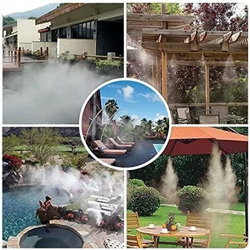 Outdoor Misting Fan Kit for a Cool Patio Breeze,Water Mister Spray for Cooling Outdoor,19.36FT (5.9M) Misting Line + 5 Brass Mist Nozzles + a Brass Adapter(3/4) Fit to Any Outdoor Fan in Saudi Arabia