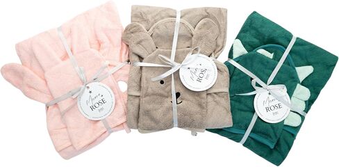 Hooded Baby Towel with Mitt - Ultra Soft Plush Bath Essential for Newborn, Infant & Toddler - Premium 30x30 Inch Large Absorbent Baby Bath Towels with Hood for Boys & Girls (Happy Dino) in Saudi Arabia