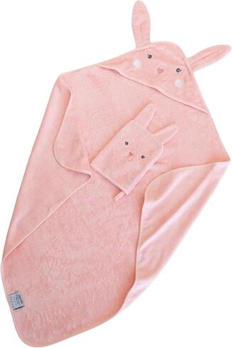 Hooded Baby Towel with Mitt - Ultra Soft Plush Bath Essential for Newborn, Infant & Toddler - Premium 30x30 Inch Large Absorbent Baby Bath Towels with Hood for Boys & Girls (Happy Dino) in Saudi Arabia