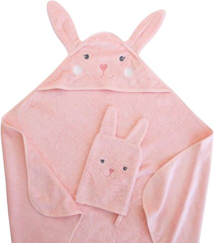 Hooded Baby Towel with Mitt - Ultra Soft Plush Bath Essential for Newborn, Infant & Toddler - Premium 30x30 Inch Large Absorbent Baby Bath Towels with Hood for Boys & Girls (Happy Dino) in Saudi Arabia