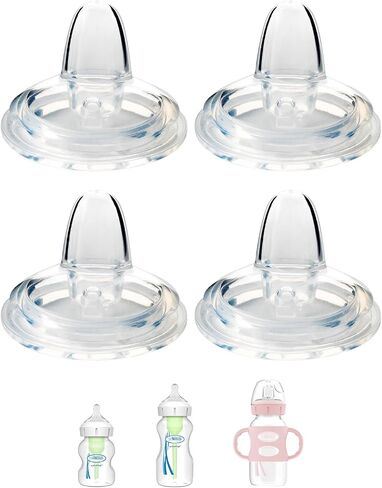 Sippy Nipple for Dr. Brown's Wide-Tejue Baby Wottles & Sippy Spout Bottles ، 100 ٪ Silicone Bott Bottle Sippy Nipple ، 6M+، Flow Flow ، 4 Count in Saudi Arabia