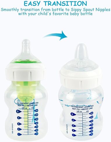Sippy Nipple for Dr. Brown's Wide-Tejue Baby Wottles & Sippy Spout Bottles ، 100 ٪ Silicone Bott Bottle Sippy Nipple ، 6M+، Flow Flow ، 4 Count in Saudi Arabia