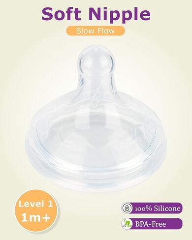 Silicone Nipple for Dr.Brown's Wide-Nick Baby Bottle & Glass Bottles,Level 2 Nipple, Medium Flow, 3m+, 6 Count in Kuwait
