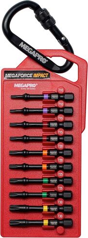Megapro Megaforce Impact Bits | تعديل خصيص S2 الصلب | الالتقاط المغناطيسي | الانتهاء من أكسيد الأسود (Torx متنوعة) in Kuwait