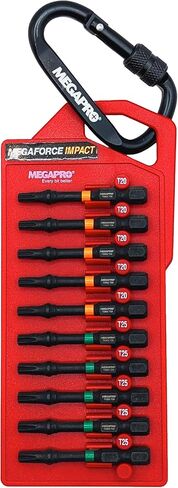 Megapro Megaforce Impact Bits | تعديل خصيص S2 الصلب | الالتقاط المغناطيسي | الانتهاء من أكسيد الأسود (Torx متنوعة) in Kuwait