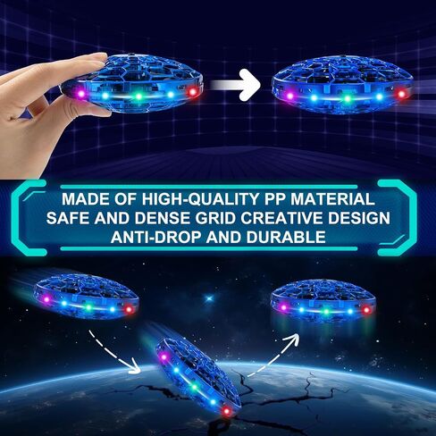Hand Operated Flying Toy Drone for Kids, 360° Hands Free Motion Sensors Mini Drone with Cool LED Lights, Easy Indoor Small UFO Toy Flying Ball Drone for 6 7 8 9 10+ Year Old Boys and Girls (Blue) in Kuwait