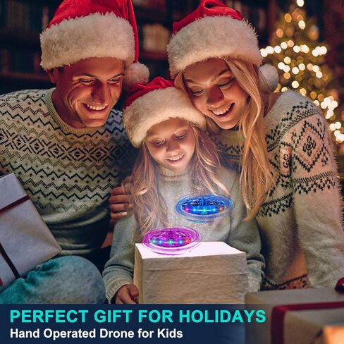 Hand Operated Flying Toy Drone for Kids, 360° Hands Free Motion Sensors Mini Drone with Cool LED Lights, Easy Indoor Small UFO Toy Flying Ball Drone for 6 7 8 9 10+ Year Old Boys and Girls (Blue) in Kuwait