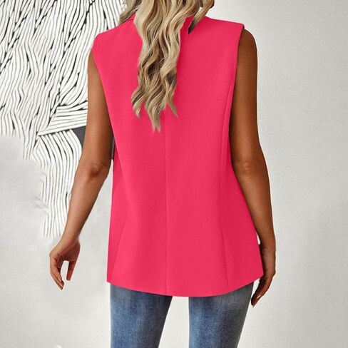 Blazer Vest for Women Lightweight Casual Work Office Blazers with Pockets Sleeveless Button Down Suit Jackets Trendy in Kuwait