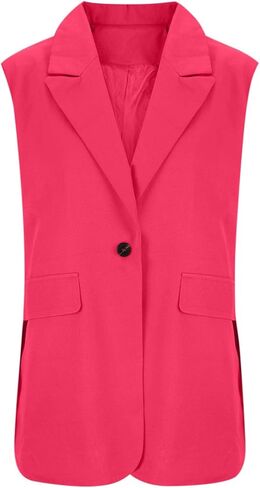 Blazer Vest for Women Lightweight Casual Work Office Blazers with Pockets Sleeveless Button Down Suit Jackets Trendy in Kuwait