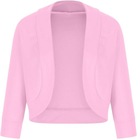 Cropped Blazers for Women 3/4 Sleeve Open Front Cardigan Business Casual Work Blazers Trendy Lightweight Suit Jacket in Kuwait