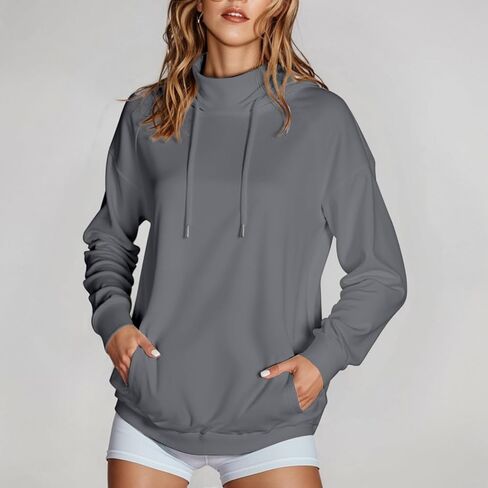 Sweatshirts for Wemen Long Sleeve Turtleneck Hoodies Trendy Casual Oversized Pullover Tops Loose Comfy Fall Clothes in Kuwait