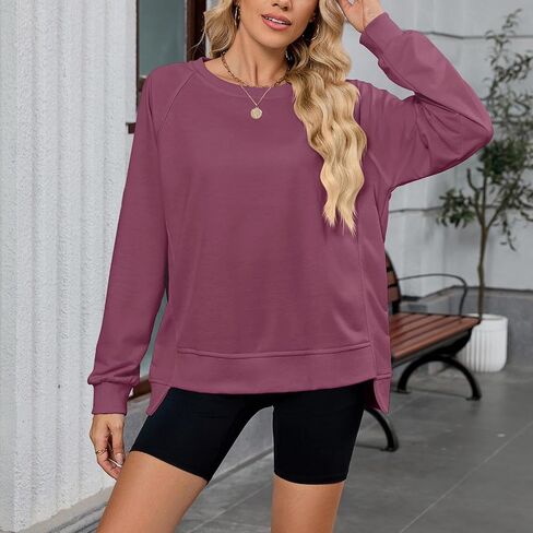 Hoodies for Women Long Sleeve Crewneck Casual Shirts Trendy Oversized Pullover Top Loose Comfy Hooded Sweatshirts in Saudi Arabia