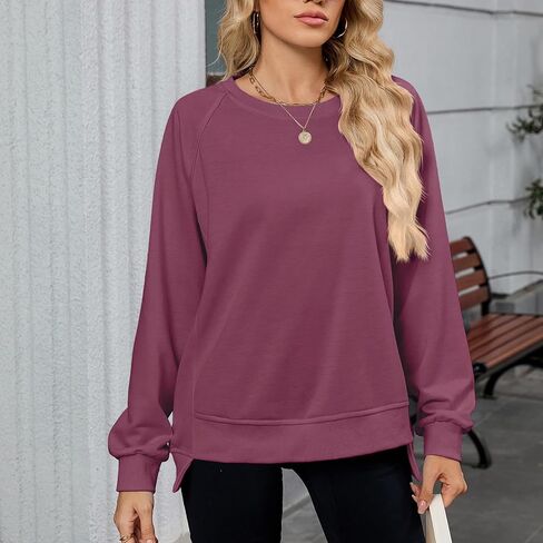Hoodies for Women Long Sleeve Crewneck Casual Shirts Trendy Oversized Pullover Top Loose Comfy Hooded Sweatshirts in Saudi Arabia