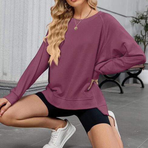 Hoodies for Women Long Sleeve Crewneck Casual Shirts Trendy Oversized Pullover Top Loose Comfy Hooded Sweatshirts in Saudi Arabia