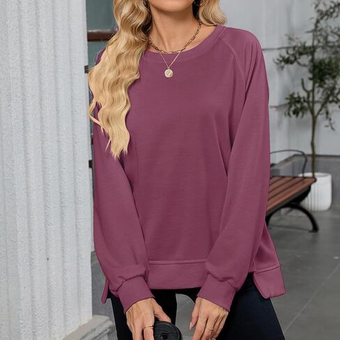 Hoodies for Women Long Sleeve Crewneck Casual Shirts Trendy Oversized Pullover Top Loose Comfy Hooded Sweatshirts in Saudi Arabia