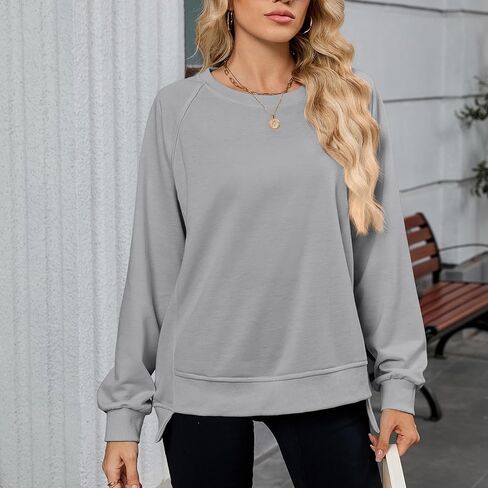 Hoodies for Women Long Sleeve Crewneck Casual Shirts Trendy Oversized Pullover Top Loose Comfy Hooded Sweatshirts in Saudi Arabia
