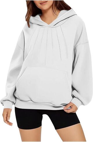 Sweatshirt for Women Long Sleeve Oversized Hoodies Fleece Lined Casual Pullover Loose Comfy Sweatshirts Fall Clothes in Kuwait