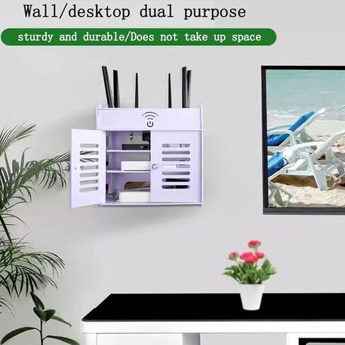 مربع تخزين WIFI متعدد الطبقات مثبت على الحائط ومربع تخزين لوحات فك ترميز التلفزيون ، 33x24.5x25.5cm ، Desk Nizer F in Saudi Arabia
