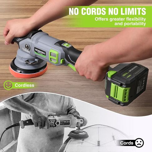 Workpro 5 "Cordless Car Buffer Collesher ، 20V Professional Loldless مع بطارية 4.0AH ، Orbital Pulidora de Autos inalambrica مع 7 سرعات ، طلاء عشوائي لتفاصيل السيارة ، الشمع in Saudi Arabia