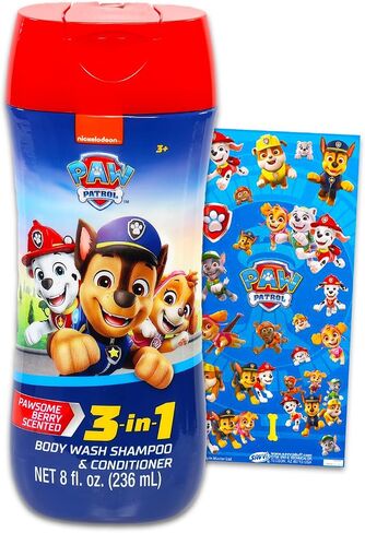 Paw Patrol Kids Shampoo, Conditioner, Body Wash 8 Oz Bottle - Bundle with 3-in-1 Berry Scented Body Wash, Shampoo & Conditioner Plus Stickers | Paw Patrol Bathroom Set in Saudi Arabia