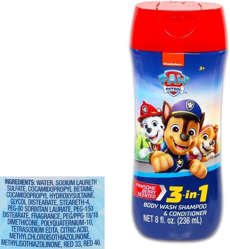 Paw Patrol Kids Shampoo, Conditioner, Body Wash 8 Oz Bottle - Bundle with 3-in-1 Berry Scented Body Wash, Shampoo & Conditioner Plus Stickers | Paw Patrol Bathroom Set in Saudi Arabia