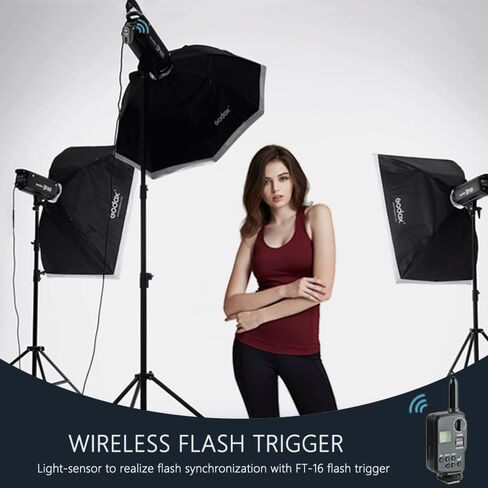 Godox 750W Studio Strobe Flash Light Kit, 3-Light Godox Strobe Lighting Kit for Photography, 3x250W 5600K Monolights with Boom Arm, Flash Trigger, Softbox, Light Stands, Reflector Umbrella in Saudi Arabia