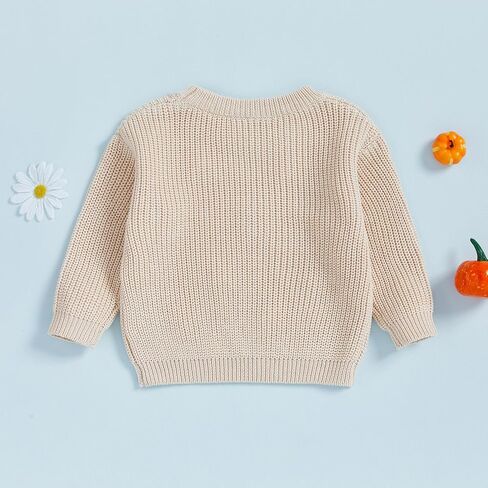 Toddler Baby Boy Girl Halloween Sweater Pumpkin/Ghost Embroidered Crewneck Long Sleeve Pullover Knit Tops in Saudi Arabia