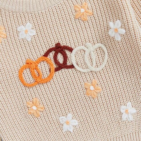 Toddler Baby Boy Girl Halloween Sweater Pumpkin/Ghost Embroidered Crewneck Long Sleeve Pullover Knit Tops in Saudi Arabia