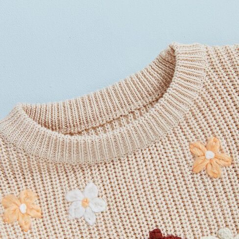 Toddler Baby Boy Girl Halloween Sweater Pumpkin/Ghost Embroidered Crewneck Long Sleeve Pullover Knit Tops in Saudi Arabia