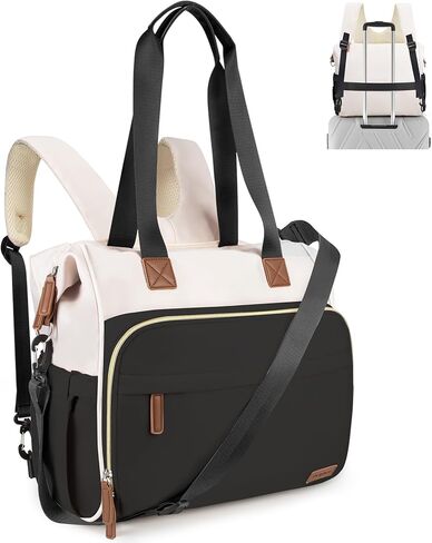 Diaper Bag Backpack Mommy Bag Large Capacity Diaper Backpack Travel Essential Baby Diaper Bag for Mom and Dad, Black (Black & Creamy-White) in Saudi Arabia
