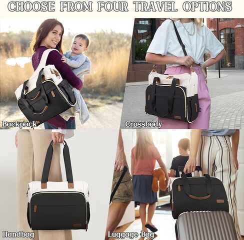 Diaper Bag Backpack Mommy Bag Large Capacity Diaper Backpack Travel Essential Baby Diaper Bag for Mom and Dad, Black (Black & Creamy-White) in Saudi Arabia