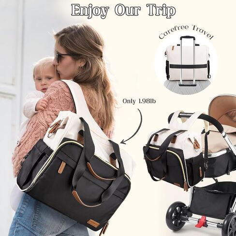 Diaper Bag Backpack Mommy Bag Large Capacity Diaper Backpack Travel Essential Baby Diaper Bag for Mom and Dad, Black (Black & Creamy-White) in Saudi Arabia