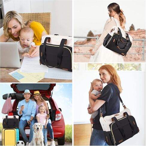 Diaper Bag Backpack Mommy Bag Large Capacity Diaper Backpack Travel Essential Baby Diaper Bag for Mom and Dad, Black (Black & Creamy-White) in Saudi Arabia