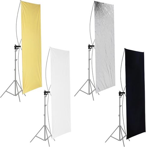 NEWER 35 "× 70"/90 × 180 سم استوديو صور الذهب/الفضة والأسود/أبيض عاكس الضوء المسطح مع قوس التدوير 360 درجة وحقيبة حمل in Saudi Arabia