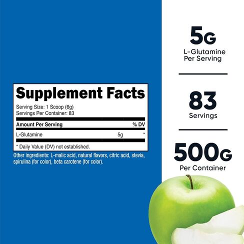 Nutricost L-Glutamine Powder Sweetened with Stevia (500 Grams, Peach Mango) | L-Glutamine Supplement for Gut Support, 5 Grams of L-Glutamine Per Serving - Gluten Free, Non-GMO in Kuwait