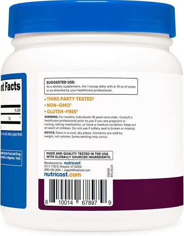 Nutricost L-Glutamine Powder Sweetened with Stevia (500 Grams, Peach Mango) | L-Glutamine Supplement for Gut Support, 5 Grams of L-Glutamine Per Serving - Gluten Free, Non-GMO in Kuwait