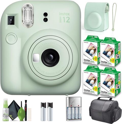 FUJIFILM INSTAX MINI 12 Film Camera Mint Green Bundle with Instant Film- 80 Photo Sheets with Camera Case and Accessories Ideal Gift for Kids, Teenage Girl & Adults in Saudi Arabia