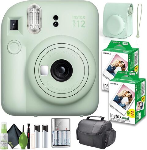 Fujifilm Instax Mini 12 Film Camera Mint Green Bundle مع فيلم فوري- 40 ورقة صور مع علبة الكاميرا والملحقات هدية مثالية للأطفال ، فتاة في سن المراهقة والكبار in Saudi Arabia