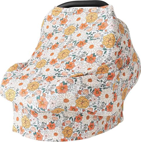 Konssy Baby Car Seat Covers, Stretchy Carseat Covers for Girls & Boys | Buttery Soft, 5-in-1 Car Seat Canopy, Nursing Cover, Carrier, Stroller, High Chair & Shopping Cart Cover (Floral) in Saudi Arabia