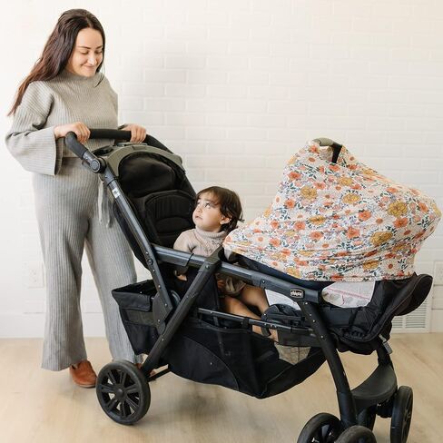Konssy Baby Car Seat Covers, Stretchy Carseat Covers for Girls & Boys | Buttery Soft, 5-in-1 Car Seat Canopy, Nursing Cover, Carrier, Stroller, High Chair & Shopping Cart Cover (Floral) in Saudi Arabia