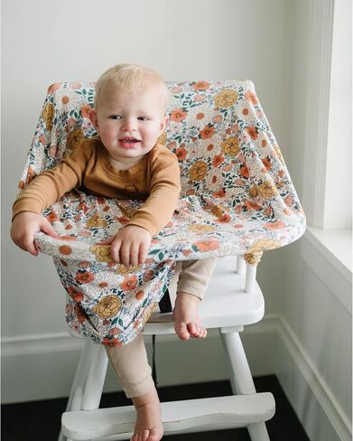 Konssy Baby Car Seat Covers, Stretchy Carseat Covers for Girls & Boys | Buttery Soft, 5-in-1 Car Seat Canopy, Nursing Cover, Carrier, Stroller, High Chair & Shopping Cart Cover (Floral) in Saudi Arabia