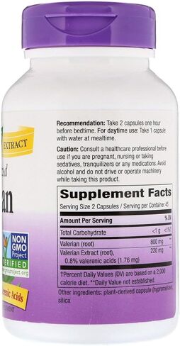 Nature's Way Valerian, Non-GMO, Gluten Free, 220 mg per serving, 90 Capsules in Saudi Arabia
