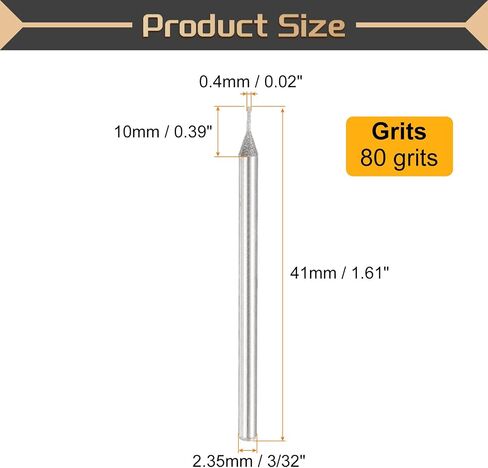 HARFINGTON 10pcs 80 Grits Diamond Hole Saw Cylindrical Head Grinding Drill Bits 0.9mm Cylinder Head Carving Drilling Hole Tools with 2.35mm(3/32") Shank for Gems Glass Agate Jade Emerald in Saudi Arabia