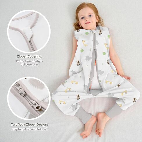 LAT 2Pack Baby Sleep Sack,Summer Toddler Cotton Sleep Sacks with Legs,for Baby Boys Girls,Baby Wearable Blanket with Zipper in Saudi Arabia