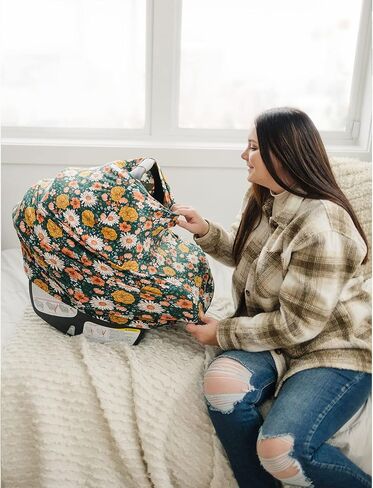 Konssy Baby Car Seat Covers- Multi-use Carseat Canopy for Babies, Stretchy Infant Carseat Cover Boy, Shower Gifts for Unisex Boys and Girls in Saudi Arabia